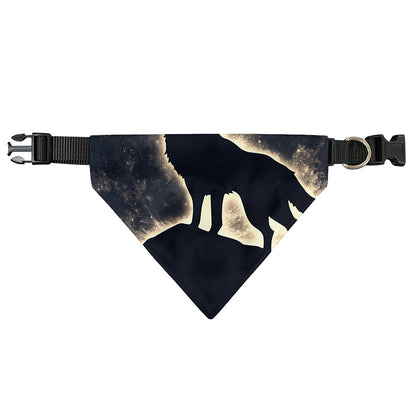 Full Moon Howling Wolf Print Over The Collar Dog Bandana