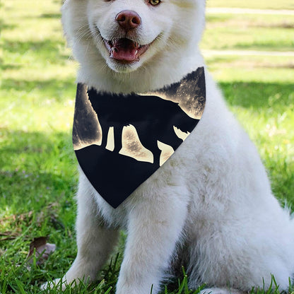 Full Moon Howling Wolf Print Over The Collar Dog Bandana