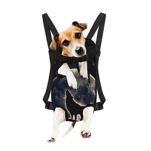 Full Moon Howling Wolf Print Pet Carrier Backpack