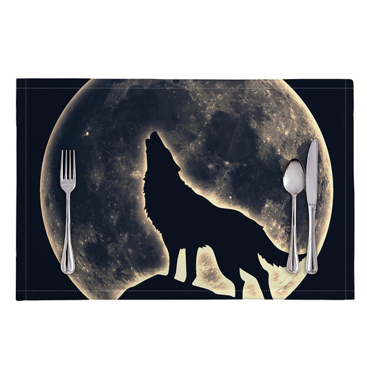 Full Moon Howling Wolf Print Placemat