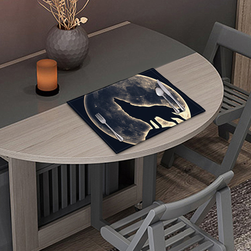 Full Moon Howling Wolf Print Placemat