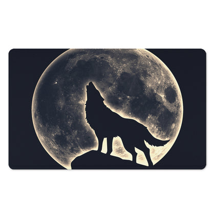 Full Moon Howling Wolf Print Polyester Doormat