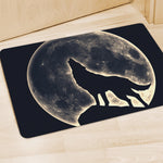 Full Moon Howling Wolf Print Polyester Doormat