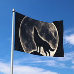 Full Moon Howling Wolf Print Polyester Flag