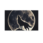 Full Moon Howling Wolf Print Polyester Flag