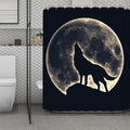 Full Moon Howling Wolf Print Polyester Shower Curtain