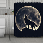 Full Moon Howling Wolf Print Polyester Shower Curtain