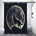 Full Moon Howling Wolf Print Premium Shower Curtain