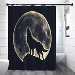 Full Moon Howling Wolf Print Premium Shower Curtain