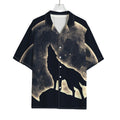 Full Moon Howling Wolf Print Rayon Hawaiian Shirt