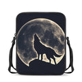 Full Moon Howling Wolf Print Rectangular Crossbody Bag