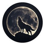 Full Moon Howling Wolf Print Round Blanket