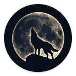 Full Moon Howling Wolf Print Round Floor Mat