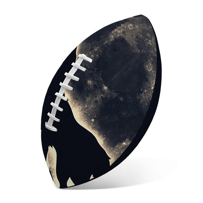 Full Moon Howling Wolf Print Rugby Ball