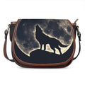 Full Moon Howling Wolf Print Saddle Bag