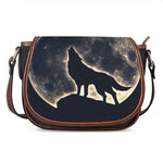 Full Moon Howling Wolf Print Saddle Bag