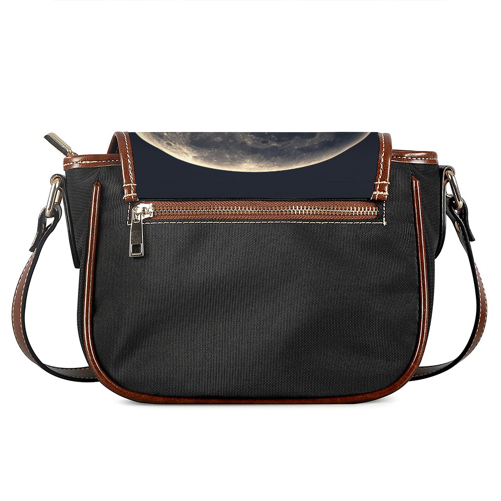 Full Moon Howling Wolf Print Saddle Bag