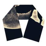 Full Moon Howling Wolf Print Scarf