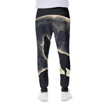 Full Moon Howling Wolf Print Scuba Joggers
