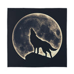 Full Moon Howling Wolf Print Silk Bandana