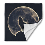 Full Moon Howling Wolf Print Silk Bandana