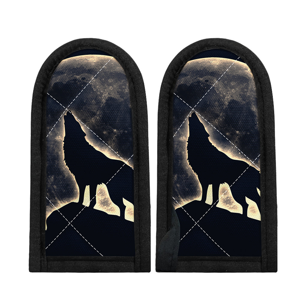 Full Moon Howling Wolf Print Skillet Handle Cover
