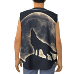 Full Moon Howling Wolf Print Sleeveless Baseball Jersey