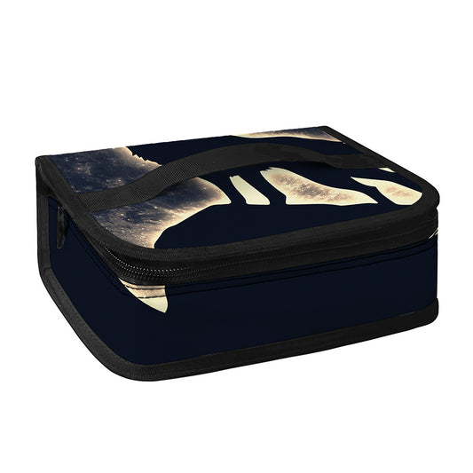 Full Moon Howling Wolf Print Small Lunch Bag