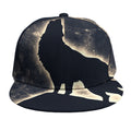 Full Moon Howling Wolf Print Snapback Cap
