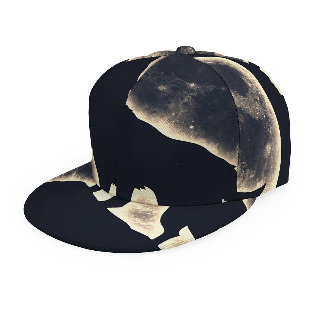 Full Moon Howling Wolf Print Snapback Cap