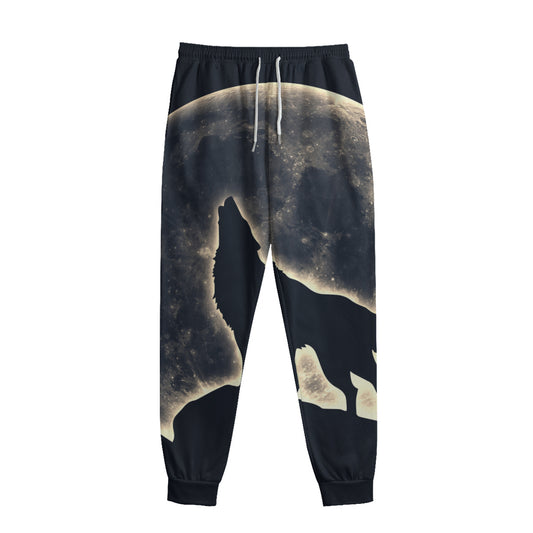 Full Moon Howling Wolf Print Sweatpants