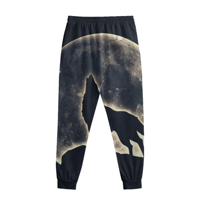 Full Moon Howling Wolf Print Sweatpants