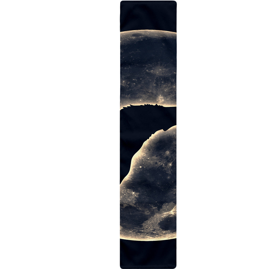 Full Moon Howling Wolf Print Table Runner