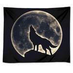 Full Moon Howling Wolf Print Tapestry