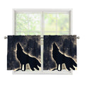 Full Moon Howling Wolf Print Tier Curtains