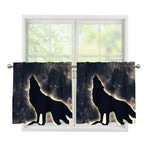 Full Moon Howling Wolf Print Tier Curtains