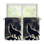 Full Moon Howling Wolf Print Tier Curtains