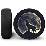 Full Moon Howling Wolf Print Tire Cover