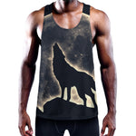 Full Moon Howling Wolf Print Training Tank Top