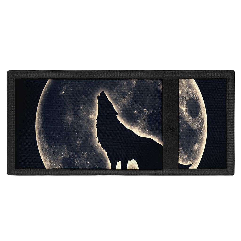 Full Moon Howling Wolf Print Trifold Wallet