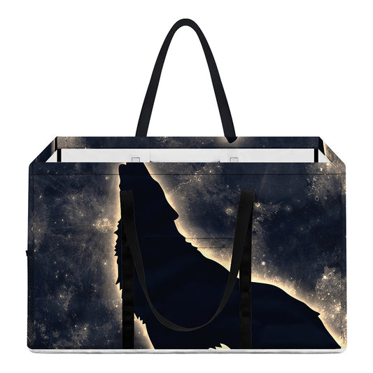 Full Moon Howling Wolf Print Utility Tote Bag