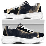 Full Moon Howling Wolf Print White Chunky Shoes