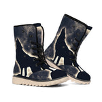 Full Moon Howling Wolf Print Winter Boots