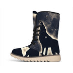 Full Moon Howling Wolf Print Winter Boots