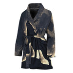 Full Moon Howling Wolf Print Women's Bathrobe