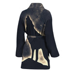 Full Moon Howling Wolf Print Women's Bathrobe