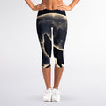 Full Moon Howling Wolf Print Women's Capri Leggings
