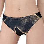 Full Moon Howling Wolf Print Women's Panties