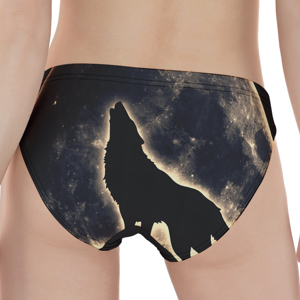 Full Moon Howling Wolf Print Women's Panties