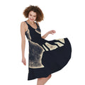 Full Moon Howling Wolf Print Sleeveless Knee Length Dress
